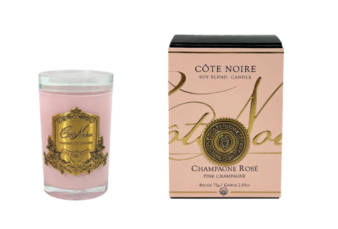 Cote Noire Gold Badge Candle - Pink Champagne Limited Edn 75g